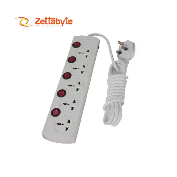 Nano MBS 405 5-Port White 2 Pin Power Strip