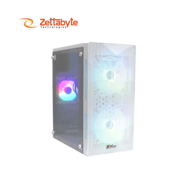 PC Power Shattered Web Mesh Mid Tower White Micro-ATX Casing