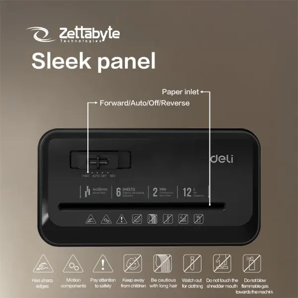Deli ET016 6 Sheets A4 Capacity Efficient Paper Shredder