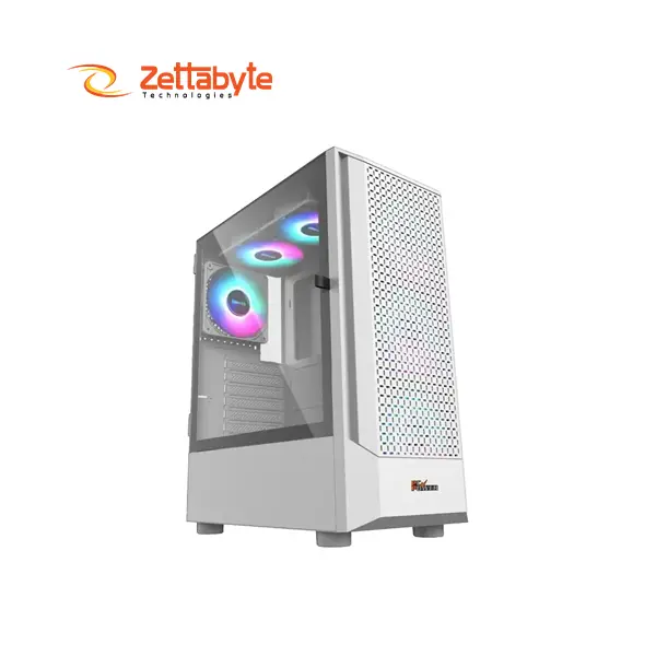 PC Power Air Lock Mesh Mid Tower White ATX Gaming Case