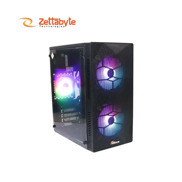PC Power Shattered Web Mesh Mid Tower Black Micro-ATX Case with PSU
