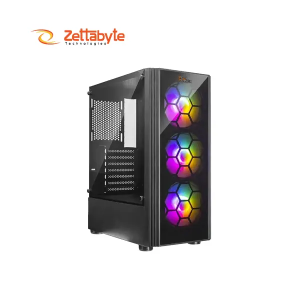 PC Power Spider Web Crystal Mid Tower Black ATX Gaming Case