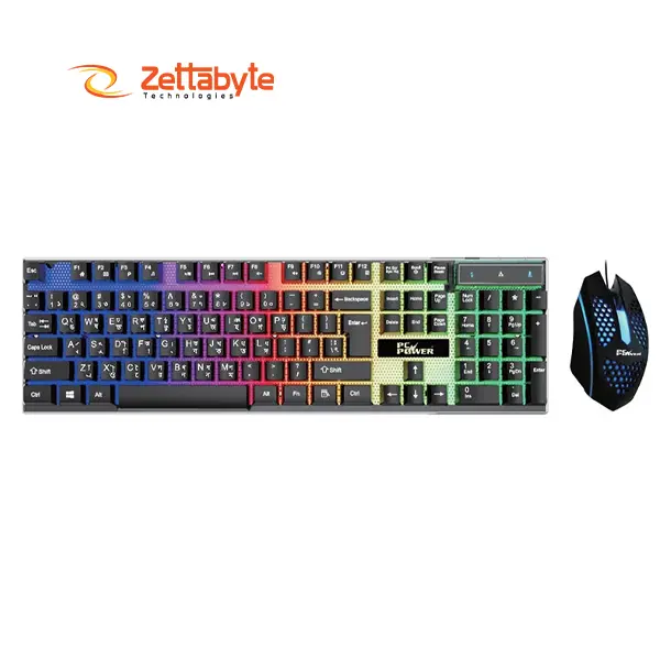 PC Power PGC801TA01 RGB Wired Black Gaming Keyboard & Mouse Combo