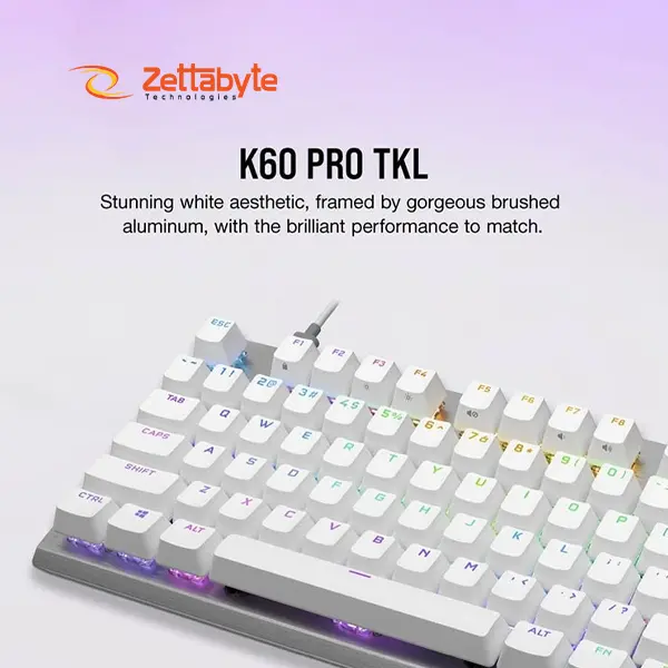 Corsair K60 PRO TKL RGB OPX Switch White Wired Gaming Keyboard