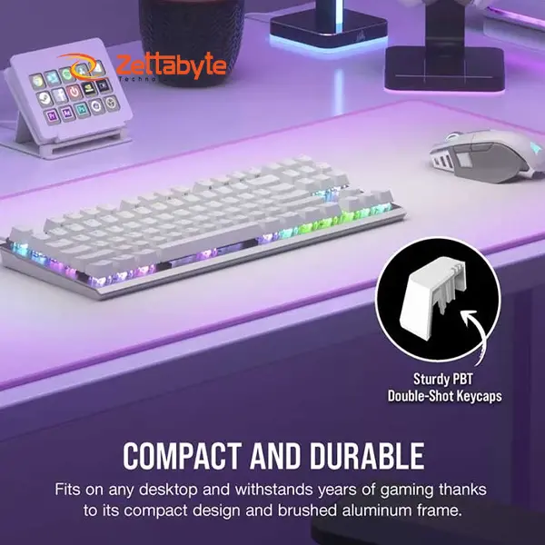 Corsair K60 PRO TKL RGB OPX Switch White Wired Gaming Keyboard