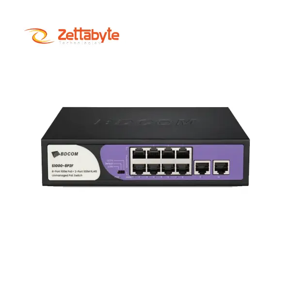 BDCOM S1000-8P2F 8-Port 100Mbps Unmanaged PoE Network Switch