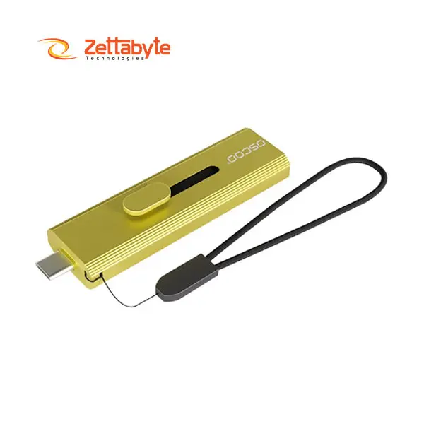 Oscoo T10 1TB USB 3.2 Gen 1 Type-A & Type-C OTG Gold Portable External SSD